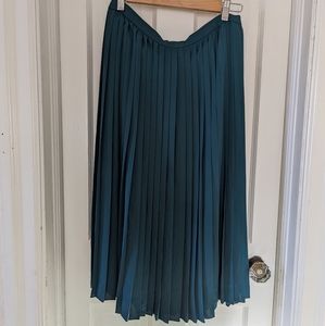 JCrew Pleated Emerald Green Midi Skirt